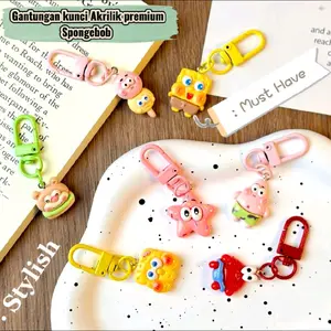 Keychain Gantungan Akrilik Premium Spongebob Karakter Lucu & Stylish untuk Kunci dan Tas Ganci beatles
