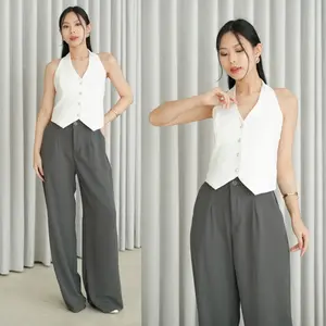 Ella Top - Halter Vest Top Atasan Crop Basic Casual Wanita