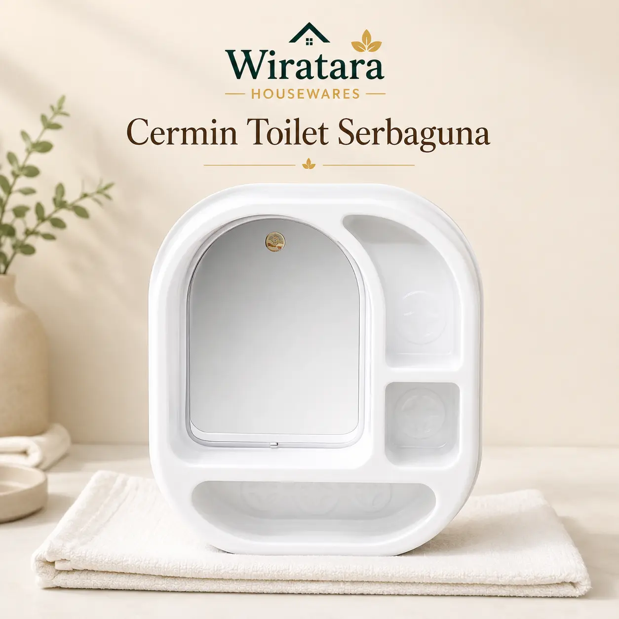 Maspion Cermin Dinding Besar | Rak Serbaguna Kamar Mandi