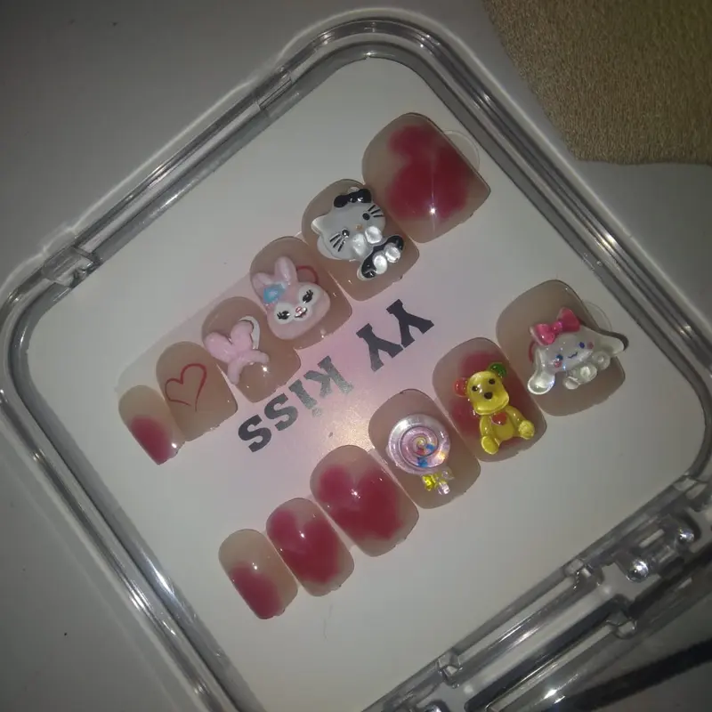 fake nails untuk anak kecil lucu dan menggemaskan  gratis lem tempel 2