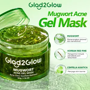 [New Size]Glad2Glow MUGWORT ACNE GEL MASK - Atasi Jerawat Seketika & Kontrol Minyak! Formula Cerah dengan Daun Mugwort Alami Centella Salicin & SymCalmin, Sensasi Dingin Menenangkan, Cocok untuk Kulit Berminyak dan Berjerawat