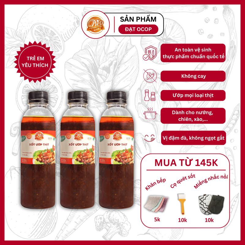 Combo 3 Chai Sốt Ướp Thịt Nướng BBQ Bếp Xuyên Việt 400G, Nước Sốt Ướp Thịt, Hải Sản Tiện Lợi. Gia Vị Tuyệt Hảo Cho Mọi Nhà
