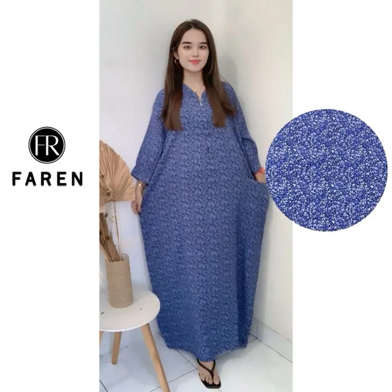 Daster Faren - Gamis Saku Jumbo lengan 3/4 polos dan motif gamis  rayon premium 8