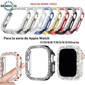 Funda para reloj con decoración de diamantes de imitación, cubierta protectora para reloj inteligente, accesorios para reloj compatibles con Apple Watch Series 10/9/8/7/6/5/4/3 Ultra SE, portátil