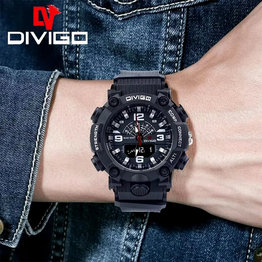 Jam Tangan Divigo Analog Sport D-25 Chrono Variasi Strap rubber TANPA BOX
