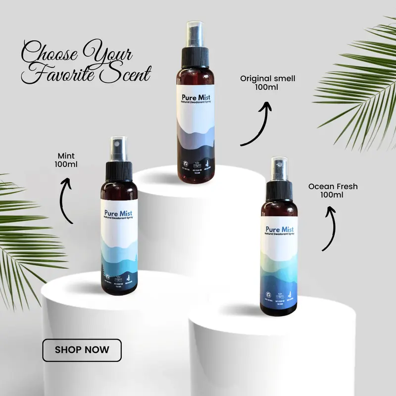 Pure Mist / deodorant spray alami - Deodoran Alami untuk Kesegaran Tanpa Noda - benghilang bau ketiak dan keringat 3
