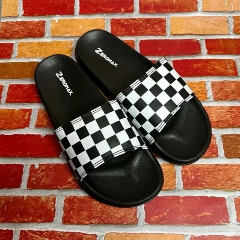 Sandal Slop motif catur fulblack Pria Wanita Sendal Slide Premium Cowo Cewe antiselip korea 5