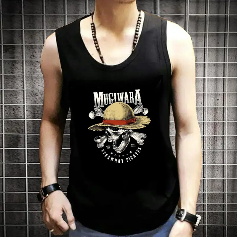 Paket Luffy Onepiece 4 Pcs Kaos Dalam Singlet Pria Hitam Dewasa - Pilihan Camur 4 Motif Paket Murah M-XXL - Keren 4