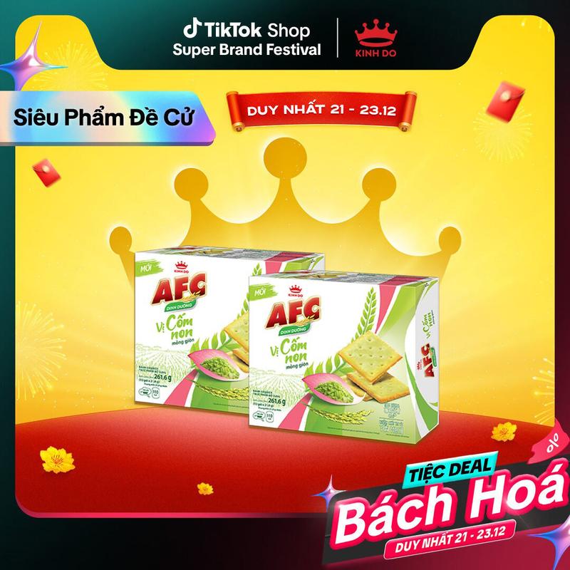  Bánh Cracker Dinh Dưỡng AFC Vị Cốm Non Combo 2 Hộp  X 261.6Gr 