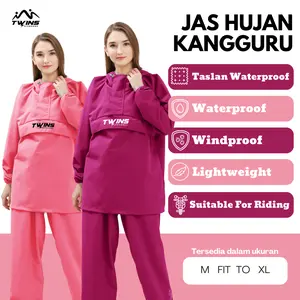 Jas Hujan TWINS19 Jas Hujan Saku Kangguru Pria Wanita Dewasa Anti Air Bahan Taslan Import Raincoat Waterproof