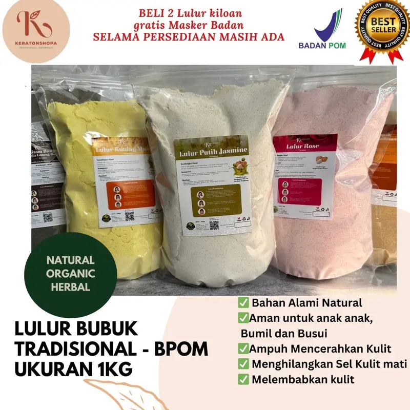 LULUR KILOAN KAYU BANGKAL KALIMANTAN BPOM - Memutihkan Tubuh & Mencerahkan Kulit - Scrub 1KG