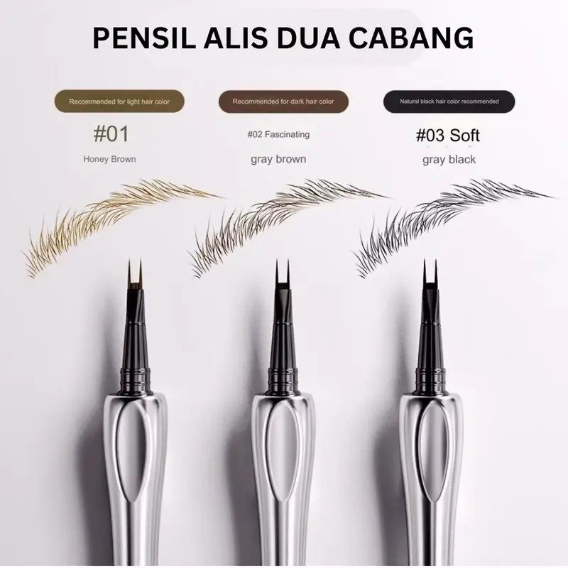 Model Tingkatan New Double Tip Eyebrow Pencil/ Pensil alis 2 cabang Lembut Long-Lasting 12H Tahan air Tahan Keringat Waterproof {COD} 0