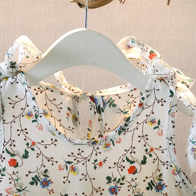 Product Introduction of Summer Casual Baby Girls Floral Pattern Strap Dress Cotton Kids Toddler Sleeveless Pageant Sundress 7