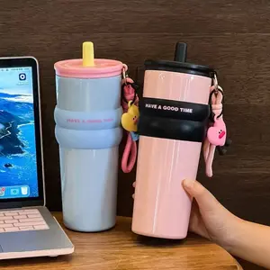 Tumbler Stainless SUS 316 Gradasi 710ml Free Sedotan + Gantungan Boneka + Tutup Sedotan Tahan Panas Dingin Insulated Water Bottle BROCOLI -2332