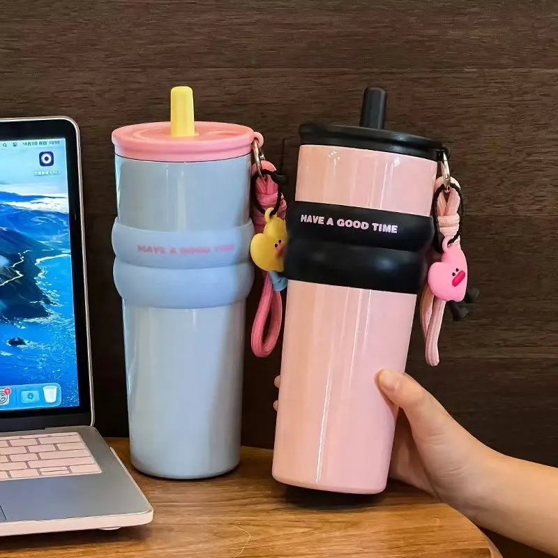 Tumbler Stainless SUS 316 Gradasi 710ml Free Sedotan + Gantungan Boneka + Tutup Sedotan Tahan Panas Dingin Insulated Water Bottle BROCOLI -2332