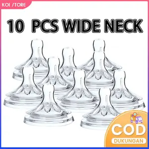 KOI STORE 10pcs Putting Dot Bayi Natural Silikon leher lebar Dot Bayi Nipple Peristaltik Botol Susu Dot Nipple