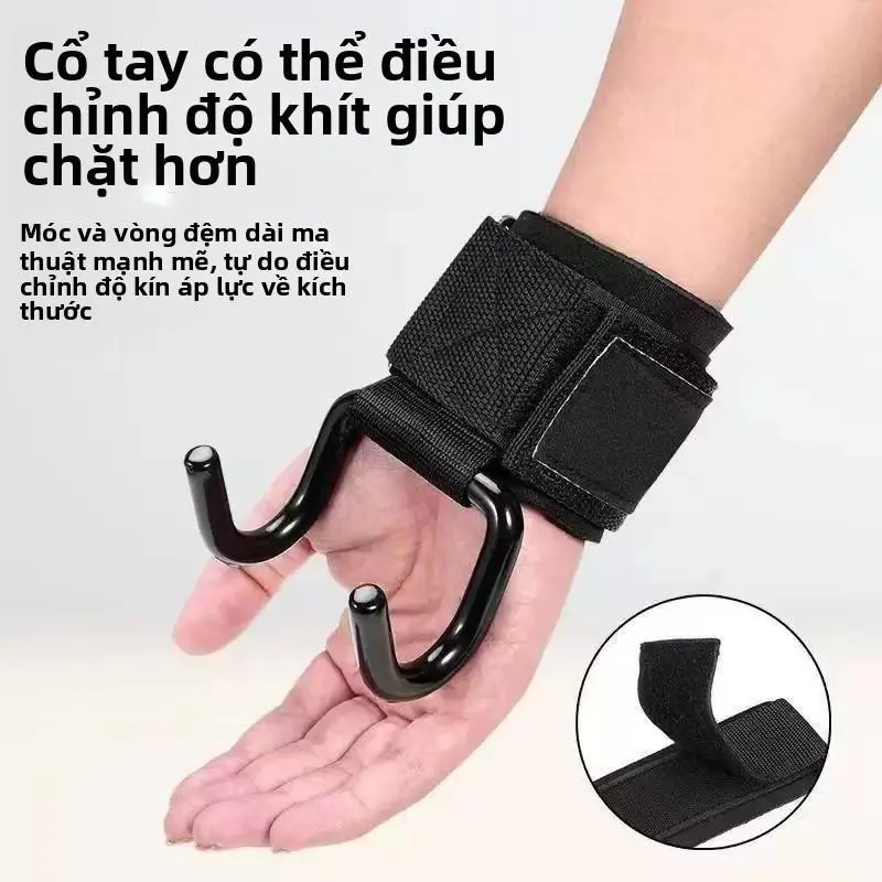 Móc Sức Mạnh Kéo Lên Thể Thao, Móc Cầm Tay Tập Thể Dục, Găng Tay Móc Cầm Tay Đai Hỗ Trợ, Cử Tạ Cứng, Thanh Ngang Ngang Treo, Ngăn Ngừa Trượt Tay, [Thanh Toán Khi Nhận Hàng]