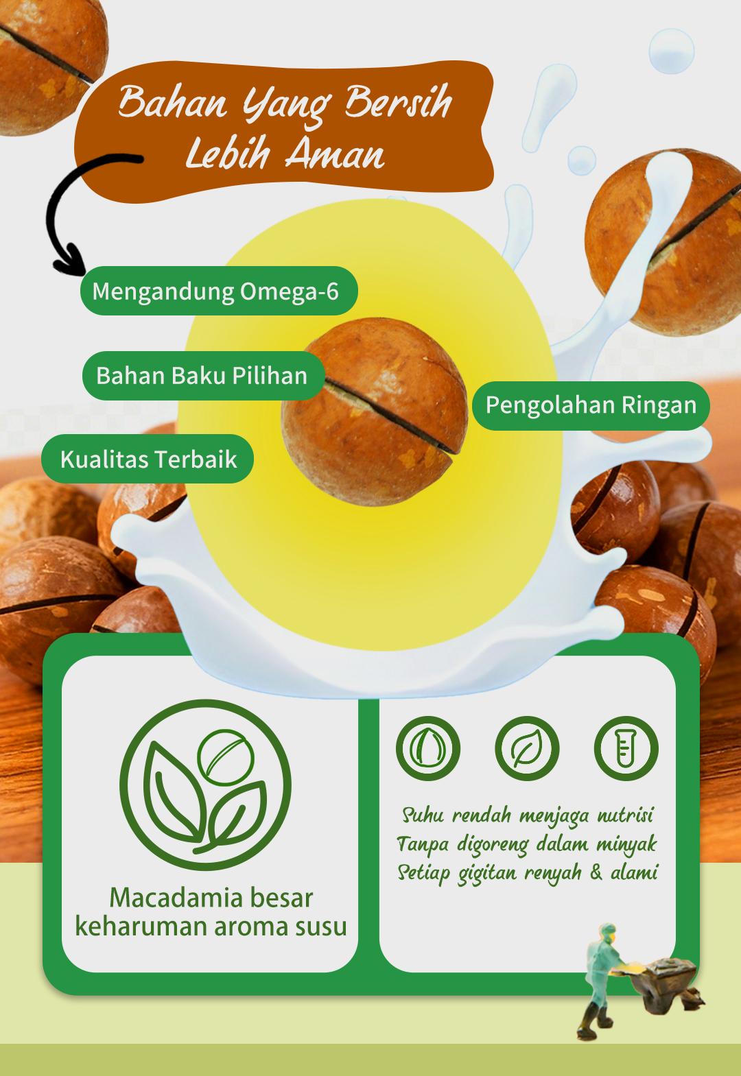 【Luckymore】Macadamia Nuts Rasa Susu 250gr HALAL Cemilan Sehat & Premium Tanpa Pengawet & Pewarna Buatan Tekstur Renyah Rasa Alami