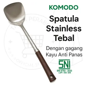 Aff10-[TP] KOMODO - Spatula Stainless Gagang Kayu | Sodet Kencana