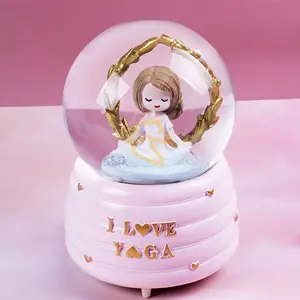 Yoga Girl Music Box - Snow Ball Globe -Bola Salju- Kotak Musik Korea