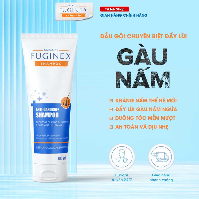 Dầu gội gàu nấm ngứa Dizigone FUGINEX - Tuýp 100ml: Sạch gàu nấm, hết nhờn ngứa, dưỡng tóc mềm mượt