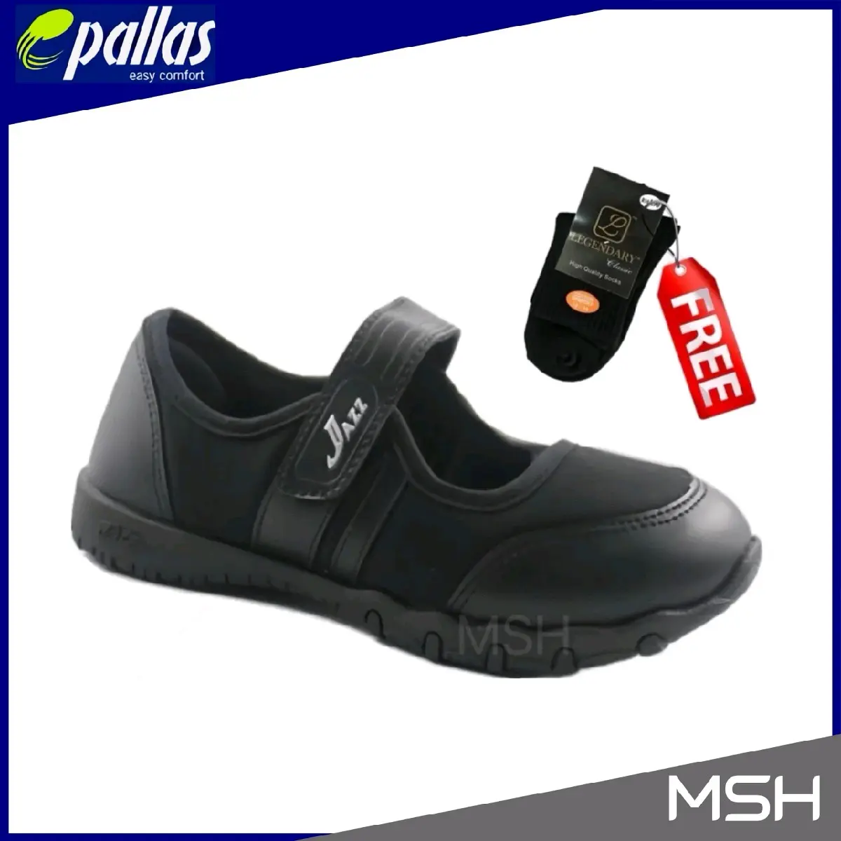 PALLAS School Black shoe / Kasut Sekolah #034
