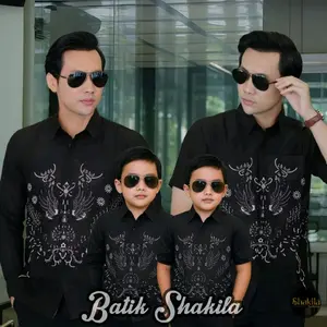 SHAKILA BATIK WONOSARI COUPLE Kemeja Batik Pria Dan Anak Laki Laki Premium Usia 2-13 Tahun Motif Modern Sarimbit Keluarga