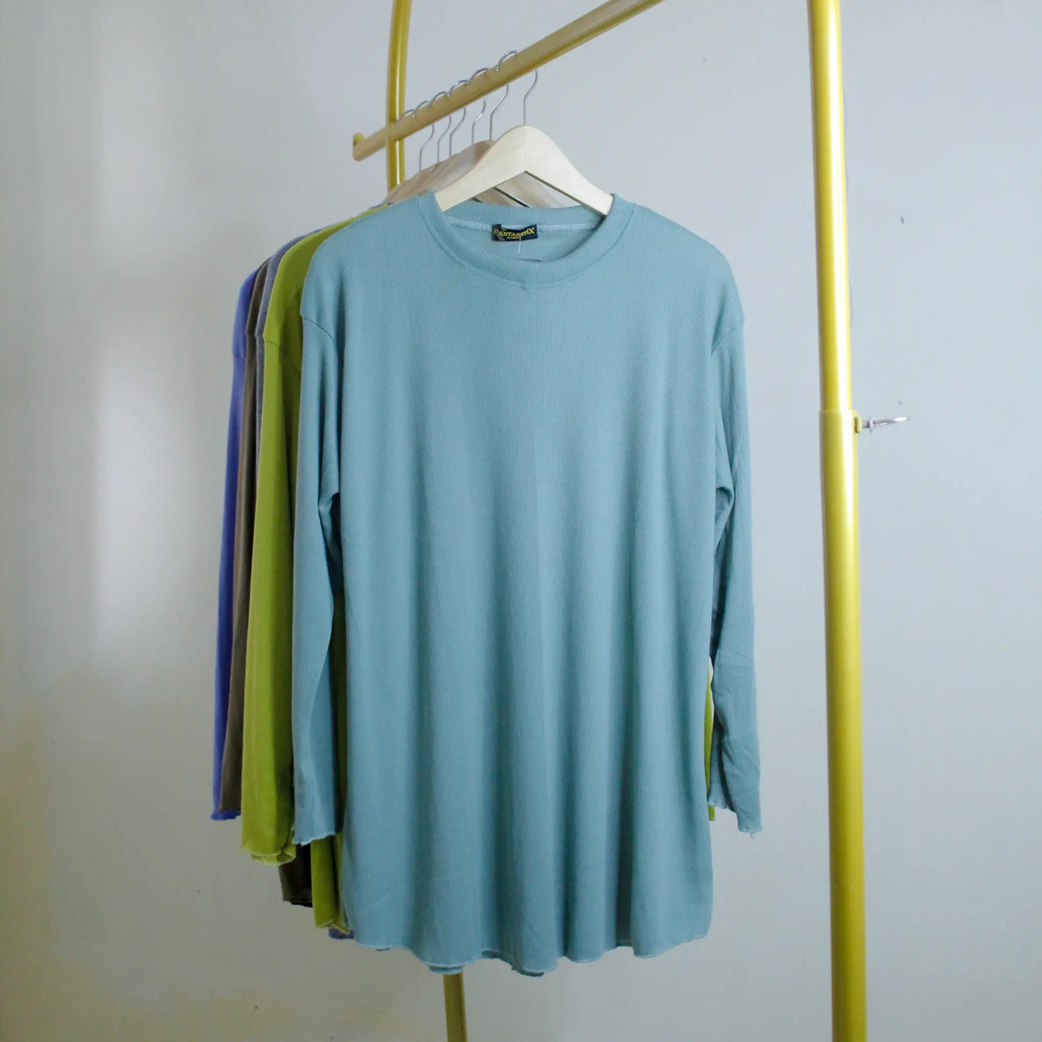 Kaos RIB Polos Wanita Lengan Panjang Jumbo Oversize Bahan Rib Premium UP BB 80Kg Oblong - Baju, Atasan