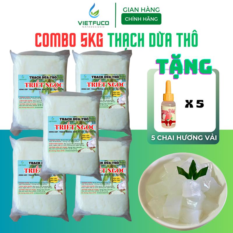 Combo 5KG Thạch dừa thô (khô) Triết Ngọc - Nguyên liệu Topping tặng hương