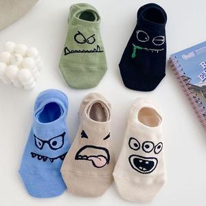 【ONE】5足セット、カートゥーン風のユニークなボートソックス レディース用 夏用 薄手 シリコン製 滑り止め 跡が残らない ローカット 日本風 かわいい ショートソックス インスタ風 ショート ソックス 靴下 カバーソックス