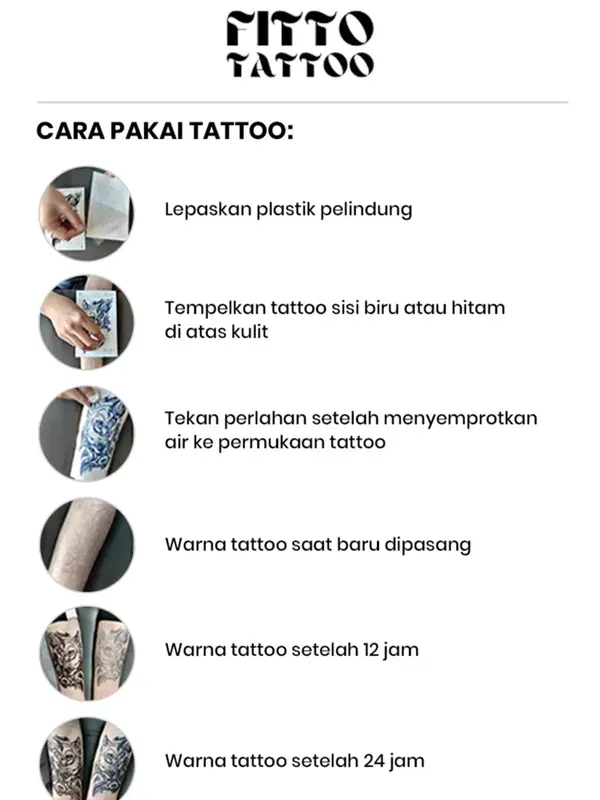 FITTO TATTO Tato Temporar Premium Semi Permanen FZS-66 Naga Ular Cobra 7x12 cm Tahan Air & Sabun Herbal Chromogenic Ink 8
