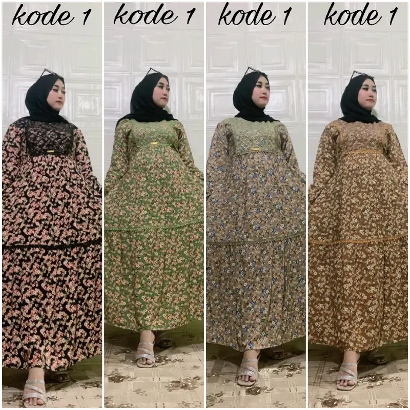 gamis rayon motif bunga premium terbaru by camelia collection~busana muslim terbaru~gamis wanita dewasa kekinian~all size~(ld 110) 0