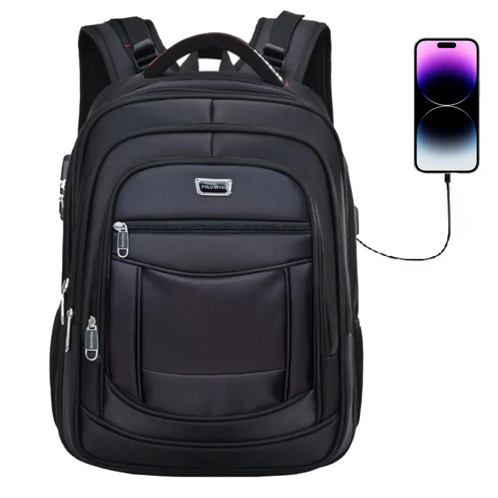 POLO GIVES Import Tas Ransel Laptop Sekolah Polo 71004 [FREE Extension USB + Rain Cover] Tas Ransel Sekolah Tas Kantor Ransel Pria Kunci 3 angka anti maling