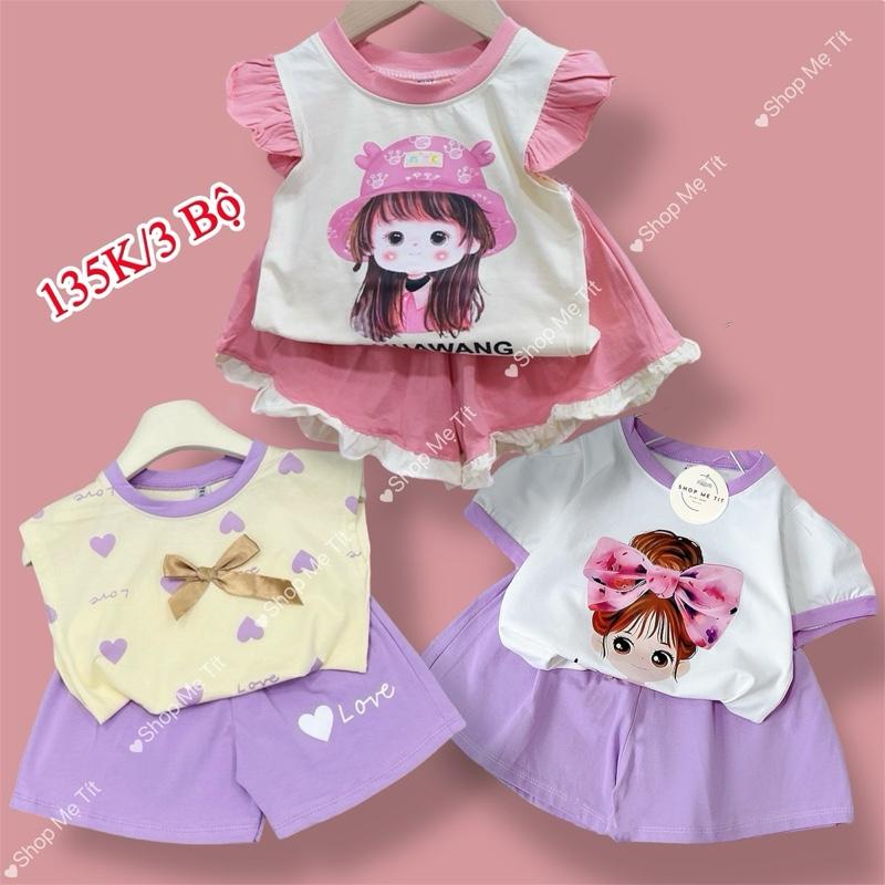 135K/3 Bộ quần áo cho Bé Gái [Tít H - Love T - Búp Bê T] - một combo sẽ gồm 3 bộ quần áo y hình như trên ảnh sản phẩm shop đăng