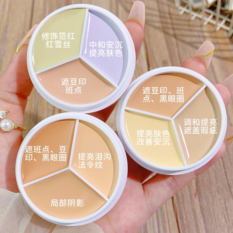 Trang Điểm, Bảng Màu Che Khuyết Điểm 3 Màu, Với Cọ Che Khuyết Điểm, Hoàn Hảo Che Phủ, Không Thấm Nước, Kem Nền Lì Che Phủ Vết Thâm, Vết Mụn, Quầng Thâm, NO.D457 0