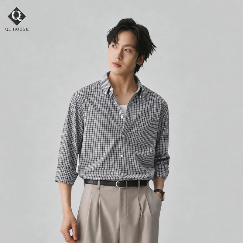 Áo Sơ Mi Dài Tay Nam QT.HOUSE Họa Tiết Kẻ Caro Form Rộng QTSM10 Phong Cách Hàn Quốc Menswear Nam