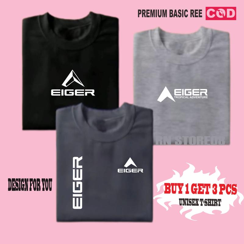 BUY 1 OR 3 PCS Kaos T-Shirt 100% Katun Combed 30s - Kaos Distro Cowok Cewek Branded - Baju Kaos Distro Pria Keren Articel Eiger Kr  Eiger Ad Eiger Print White Premium Kaos Oblong 8