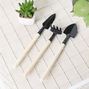 ￼Alat Berkebun Bercocok Tanam Mini 3 in 1 Set Sekop Cangkul Garpu Garden Tools / Skop Gardening Shovel 3in1 / Peralatan Taman Plastik Kayu Besi