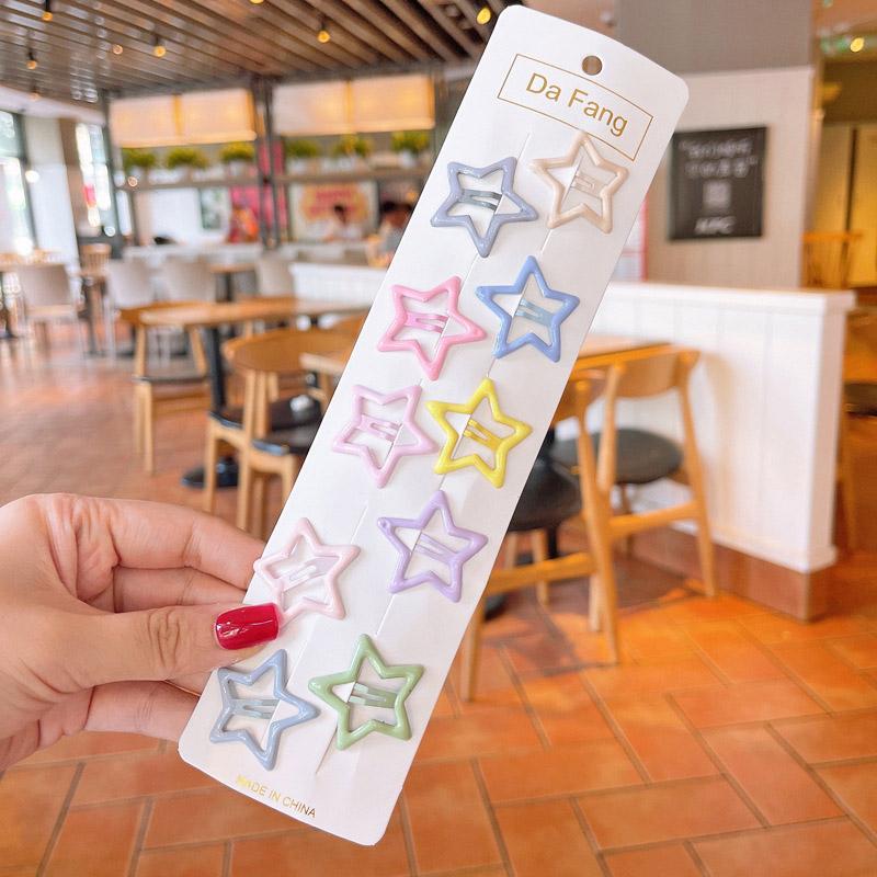 Kẹp Tóc Bé Gái, 10 Cái / Bộ, Thiết Kế Trái Tim Và Ngôi Sao Dễ Thương, Màu Pastel, Kẹp Tóc Công Chúa Bé Gái, Kẹp Bên, Phụ Kiện Tóc Trẻ Em, Mũ Cài Tóc Cho Bé Gái 7