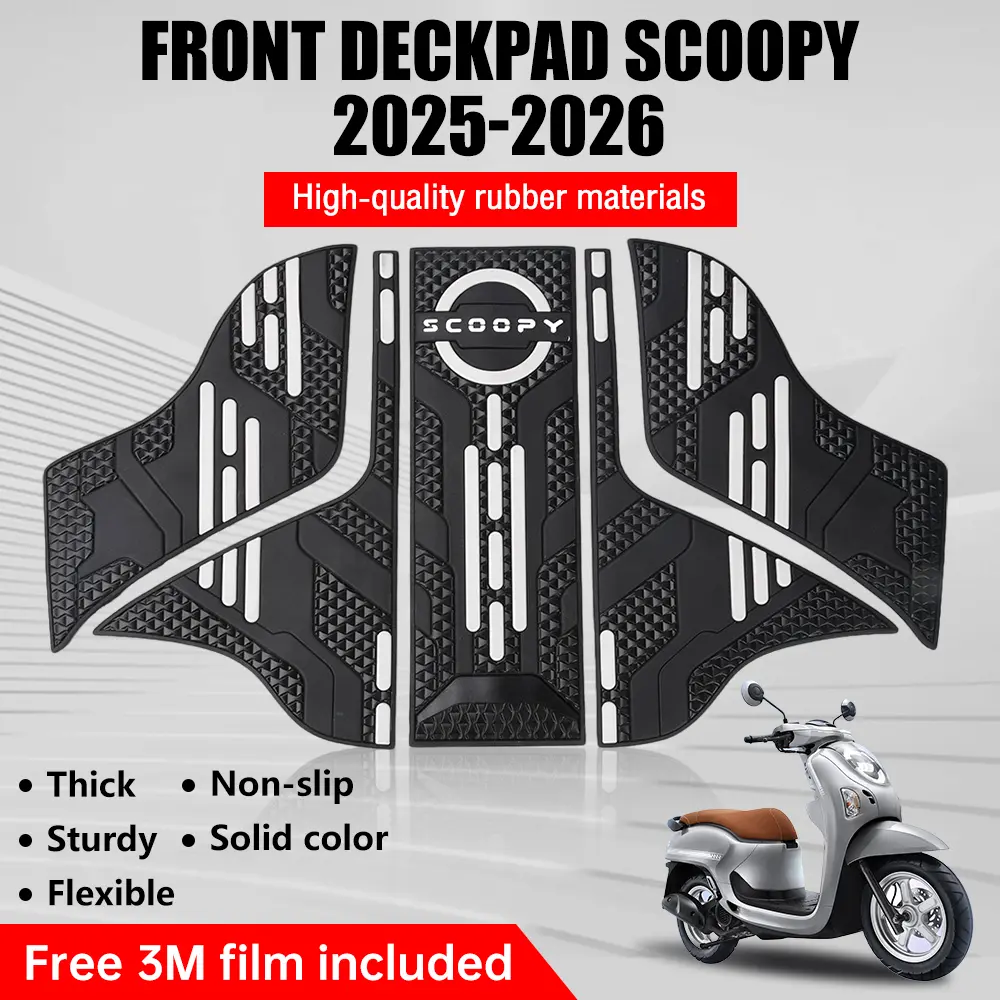 Front Deckpad Scoopy 2025-2026 Karet Tebal Anti Slip Anti Panas | Alas Kaki Motor Honda Scoopy Aksesoris Premium 3D + Lem 3M