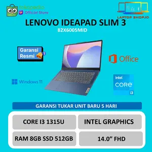 LENOVO IDEAPAD SLIM 3 14 INTEL CORE I3 1315 RAM 8GB 512GB SSD 14.0FHD WINDOWS + OFFICE