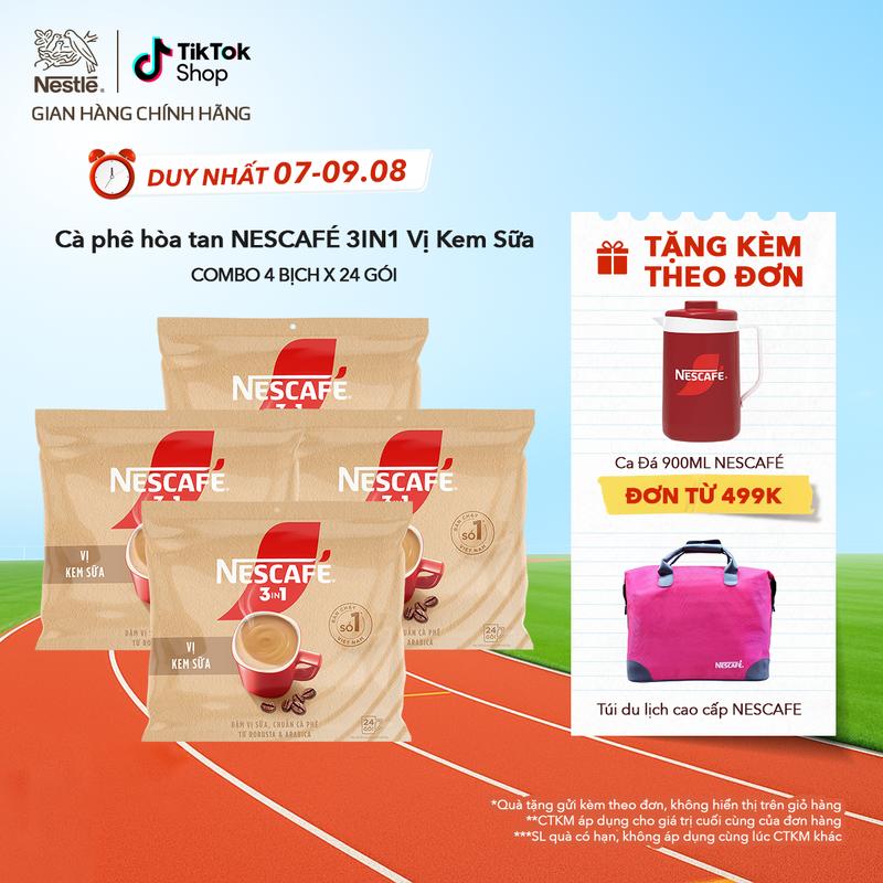 [Voucher giảm thêm đến 50k] [Mới] Nestlé VN Combo 4 Cà phê hòa tan NESCAFÉ 3IN1 VỊ KEM SỮA Bịch 24 gói ĐẬM VỊ SỮA, CHUẨN CÀ PHÊ - ST