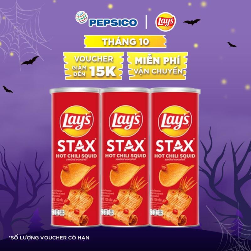 Combo 3 Snack Lay's Stax 100g Hot Chili Squid