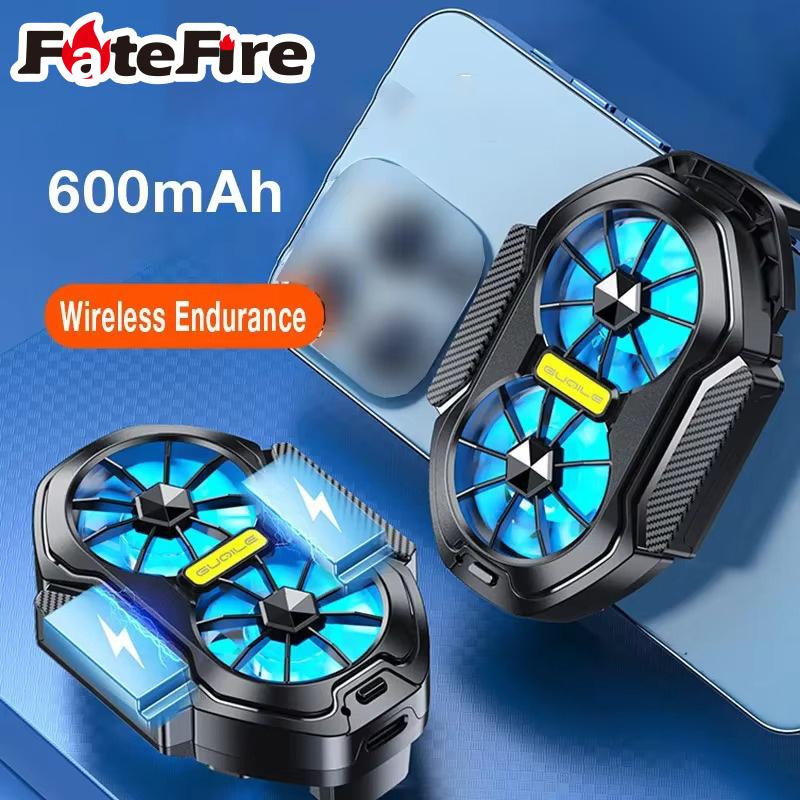 Bộ làm mát điện thoại di động, FateFire FS01, với quạt kép, có thể sạc lại, không dây, không khí làm mát mạnh hơn, bộ tản nhiệt USB Kẹp lưng mini, thích hợp cho điện thoại 62-92mm