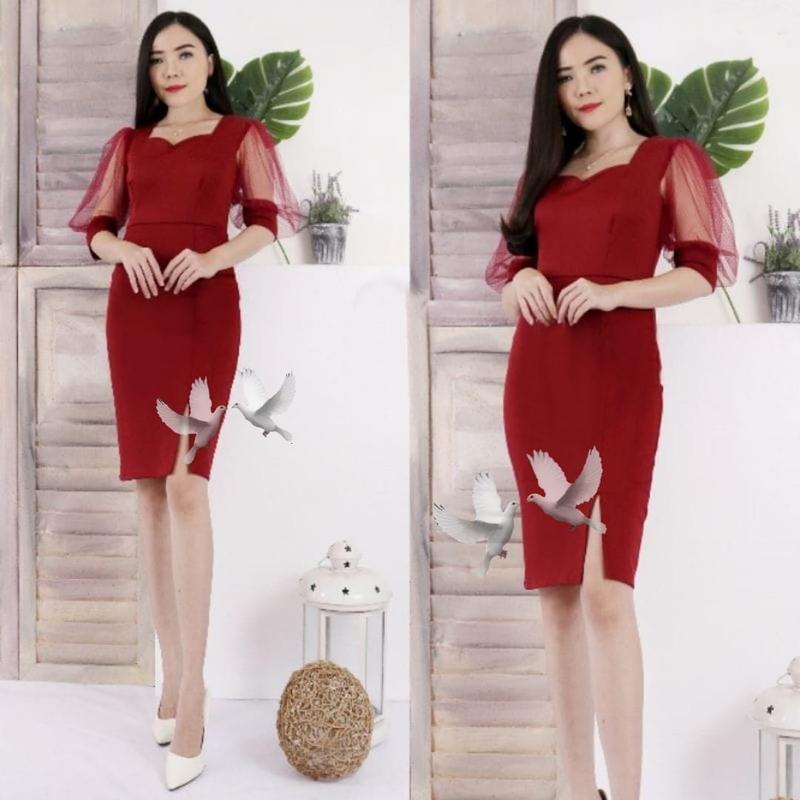 Product Introduction of DRESS MICHA BAHAN SCUBA STRECHT FOTO REALPICT Casual Fit dress  mamari 4