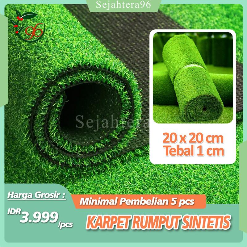 Karpet Rumput Sintetis 25cmx25cm Swiss Rumput Hijau Artificial, Rumput ...