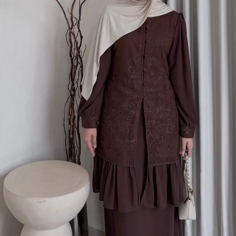 Stuffcisy Safwa Ready (MOTIF 3) Oneset Ceruti Puring Kondangan Lamaran Wisuda Daily Panjang Setelan Rok Terbaru Kondangan Rempel Formal Muslim Kancing Wanita Nyaman Ceruty 1