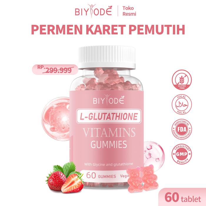 biyode glutathione gummies Promo BIYODE L-Glutathione plus Vitamins GUMMIES Beauty Gluta white bright  Glutathione Collagen Biotin Vitamin C Vitamin D Vitamin E Vitamin B2  Vitamin B6 Vitamin B12 Zinc Omega-3 Whitening - Gluta*2