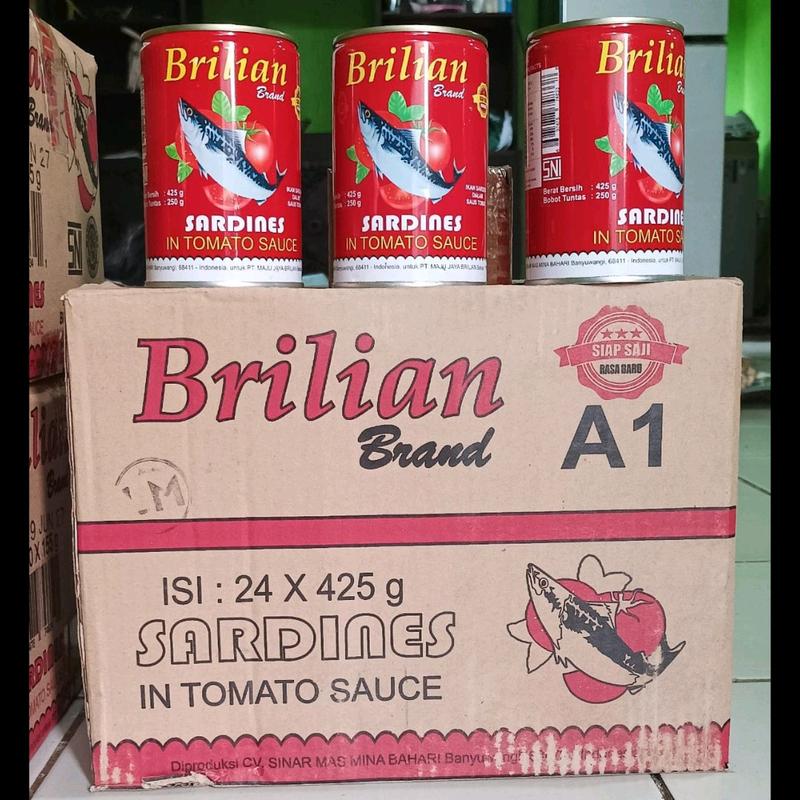 Brilian sardenis praktis siap masak ikan sarden saus tomat dalam kaleng 425gr (kaleng besar) Exp date 3 tahun 5