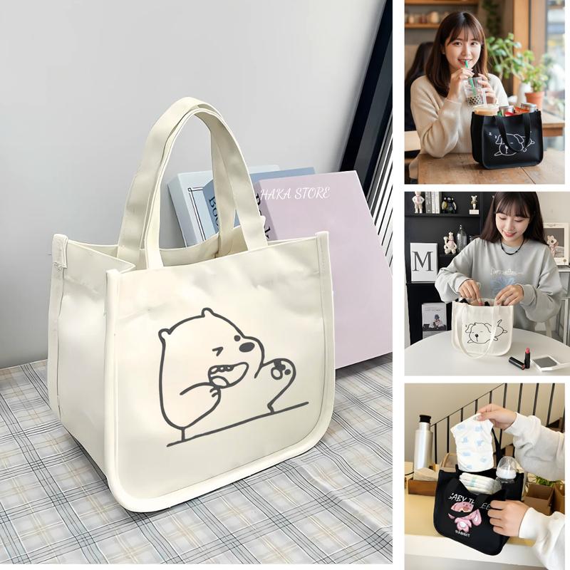 Túi Canvas Đa Năng Đựng Hộp Cơm Giữ Nhiệt Mỹ Phẩm Túi Mini Vải Canvas Đựng Đồ Tiện Lợi Có Khoá Kéo Miệng Ngăn Phụ Bên Trong Đựng Đồ- Bag Nữ